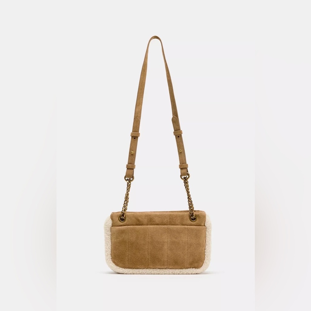 ZARA COMBINED LEATHER CROSSBODY BAG
Color: Beige